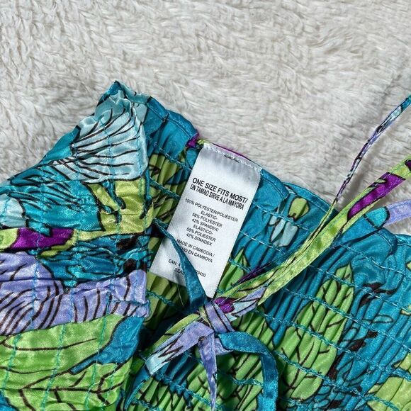 Vintage Y2K Vibrant Floral Halter Scrunch Tank Top Blouse - Picture 4 of 6